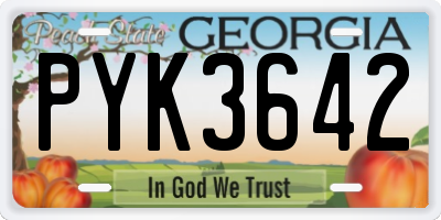 GA license plate PYK3642