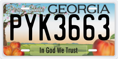 GA license plate PYK3663