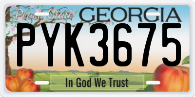 GA license plate PYK3675