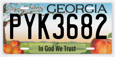 GA license plate PYK3682