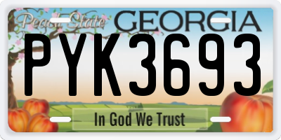 GA license plate PYK3693