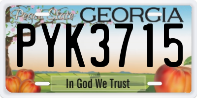 GA license plate PYK3715