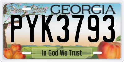 GA license plate PYK3793