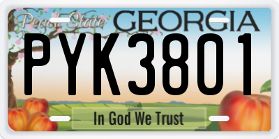 GA license plate PYK3801