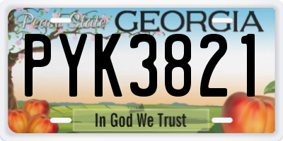 GA license plate PYK3821