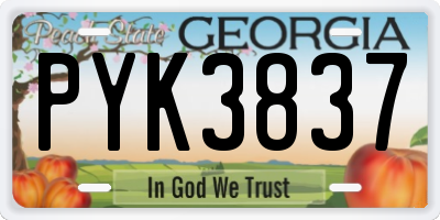 GA license plate PYK3837