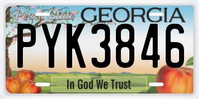 GA license plate PYK3846