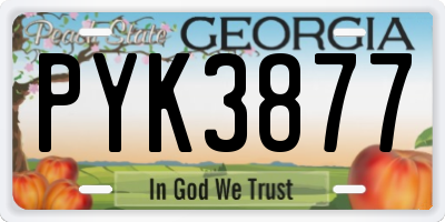 GA license plate PYK3877