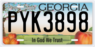 GA license plate PYK3898