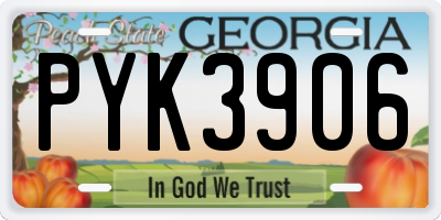 GA license plate PYK3906
