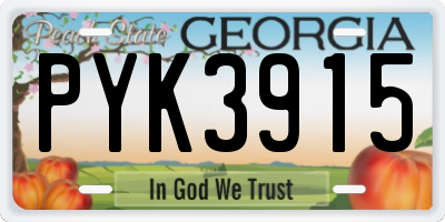 GA license plate PYK3915