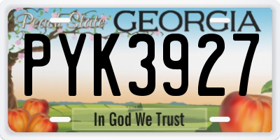 GA license plate PYK3927