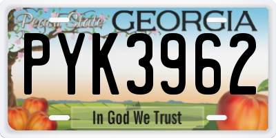 GA license plate PYK3962