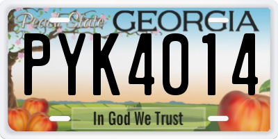 GA license plate PYK4014