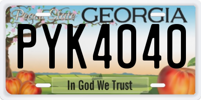 GA license plate PYK4040