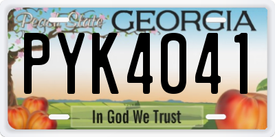 GA license plate PYK4041