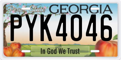 GA license plate PYK4046