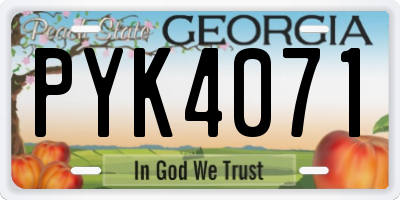 GA license plate PYK4071