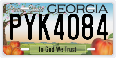 GA license plate PYK4084