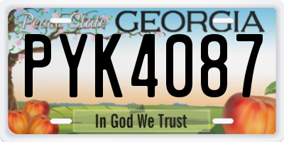 GA license plate PYK4087