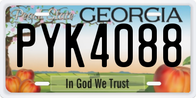 GA license plate PYK4088