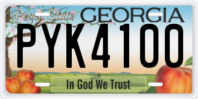 GA license plate PYK4100