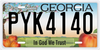 GA license plate PYK4140