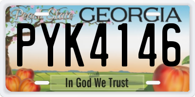 GA license plate PYK4146