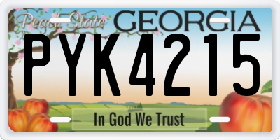 GA license plate PYK4215