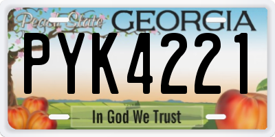 GA license plate PYK4221
