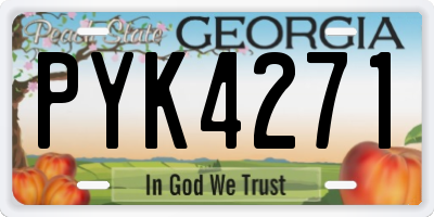 GA license plate PYK4271