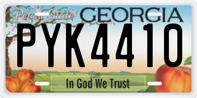 GA license plate PYK4410