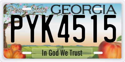 GA license plate PYK4515