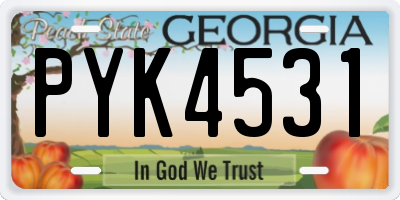 GA license plate PYK4531