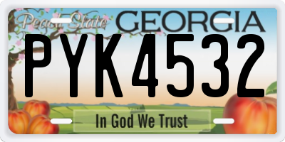GA license plate PYK4532
