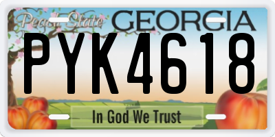 GA license plate PYK4618