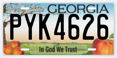 GA license plate PYK4626