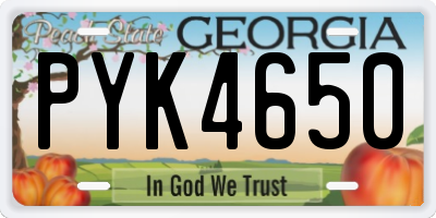 GA license plate PYK4650