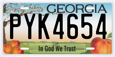 GA license plate PYK4654