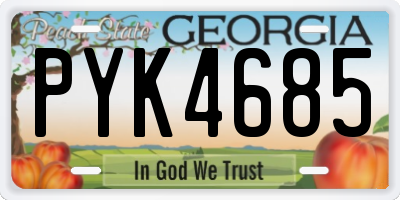 GA license plate PYK4685