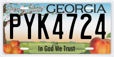 GA license plate PYK4724