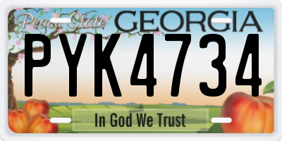 GA license plate PYK4734