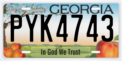 GA license plate PYK4743