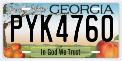 GA license plate PYK4760