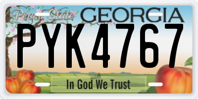 GA license plate PYK4767
