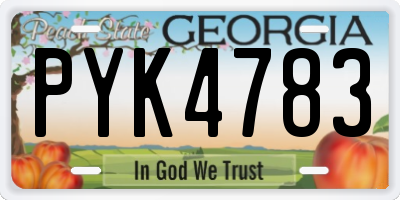 GA license plate PYK4783