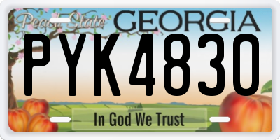 GA license plate PYK4830