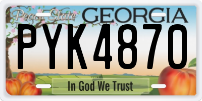GA license plate PYK4870