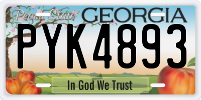 GA license plate PYK4893