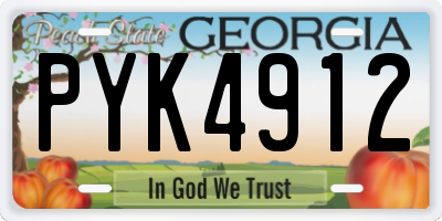 GA license plate PYK4912